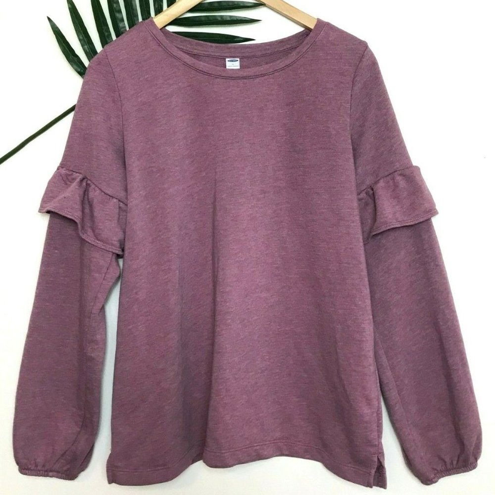 Old Navy Ruffle Crewneck Long Sleeve Sweater Top